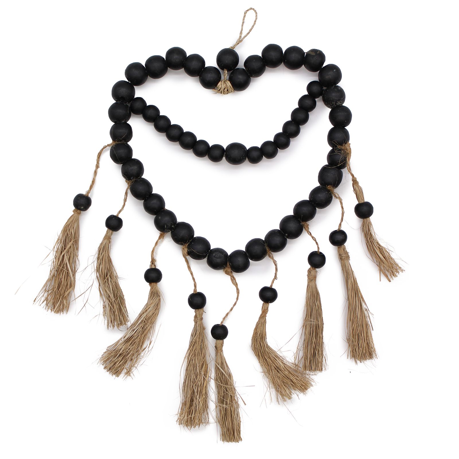 Large Bead Heart Mobil Natural wall hanging 33x23cm - Image 3