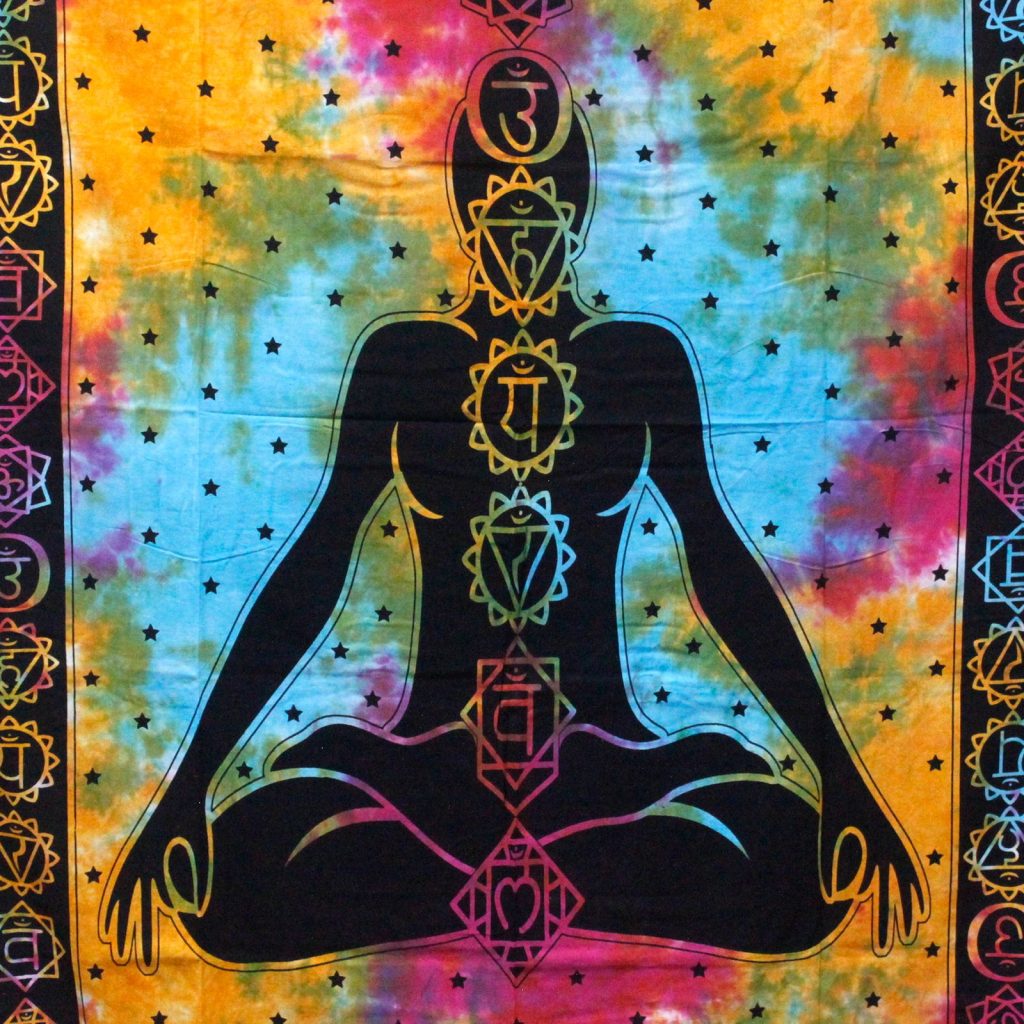 Chakra Buddha Double Cotton Bedspread or Wall Hanging
