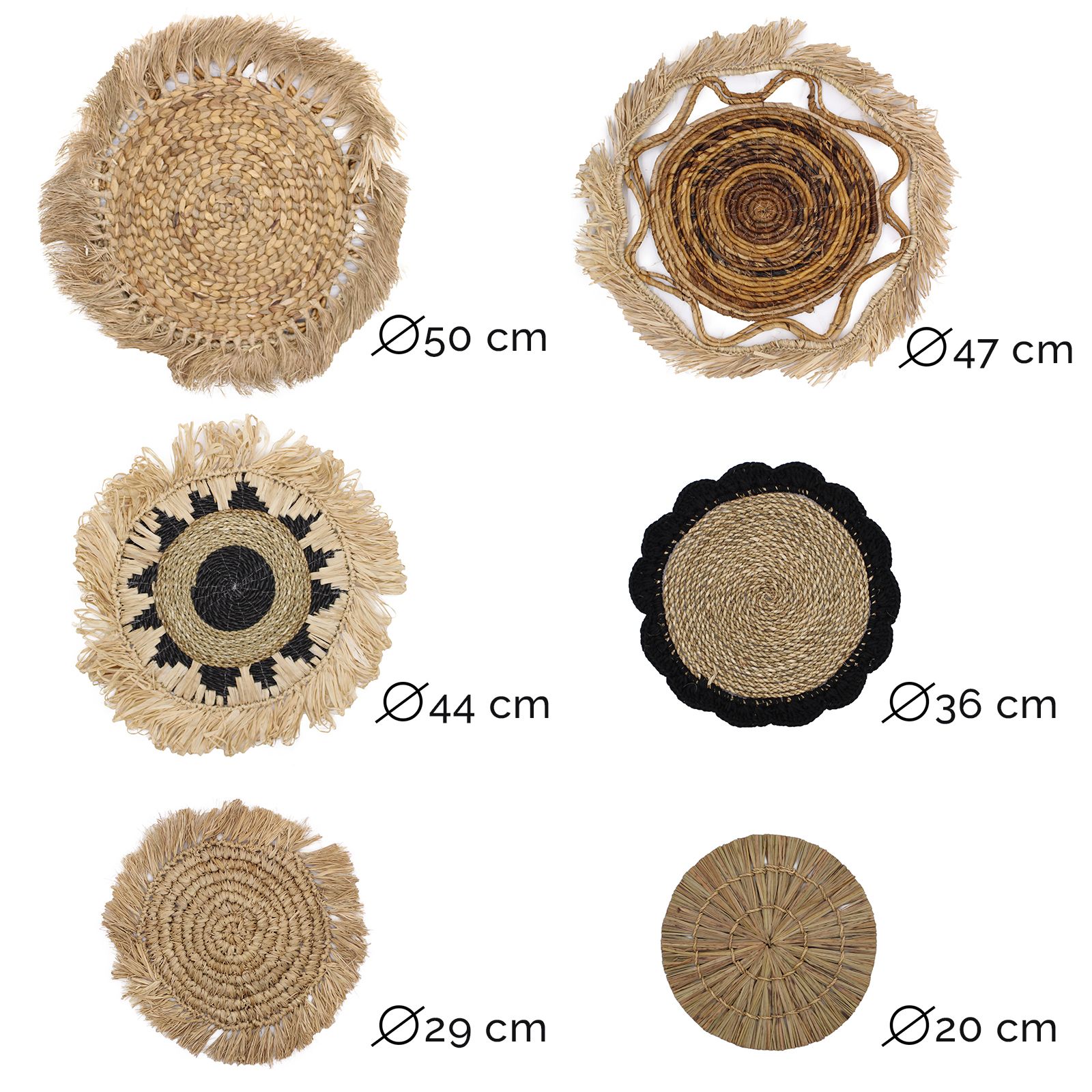 Set of Six Natural Wall Art Hangings - Kribo Collection - Image 3