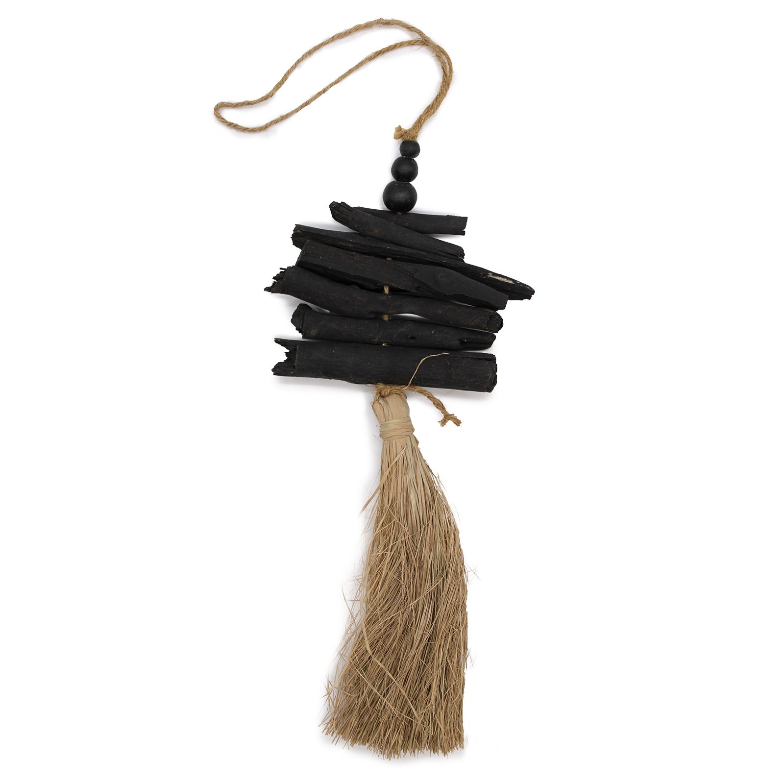 Hanging Driftwood Tassel 42cm natural wall art - Image 3