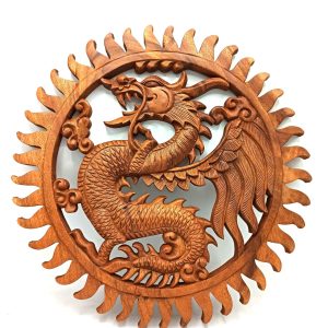 Dragon Carved Wooden Panel Wall Art
