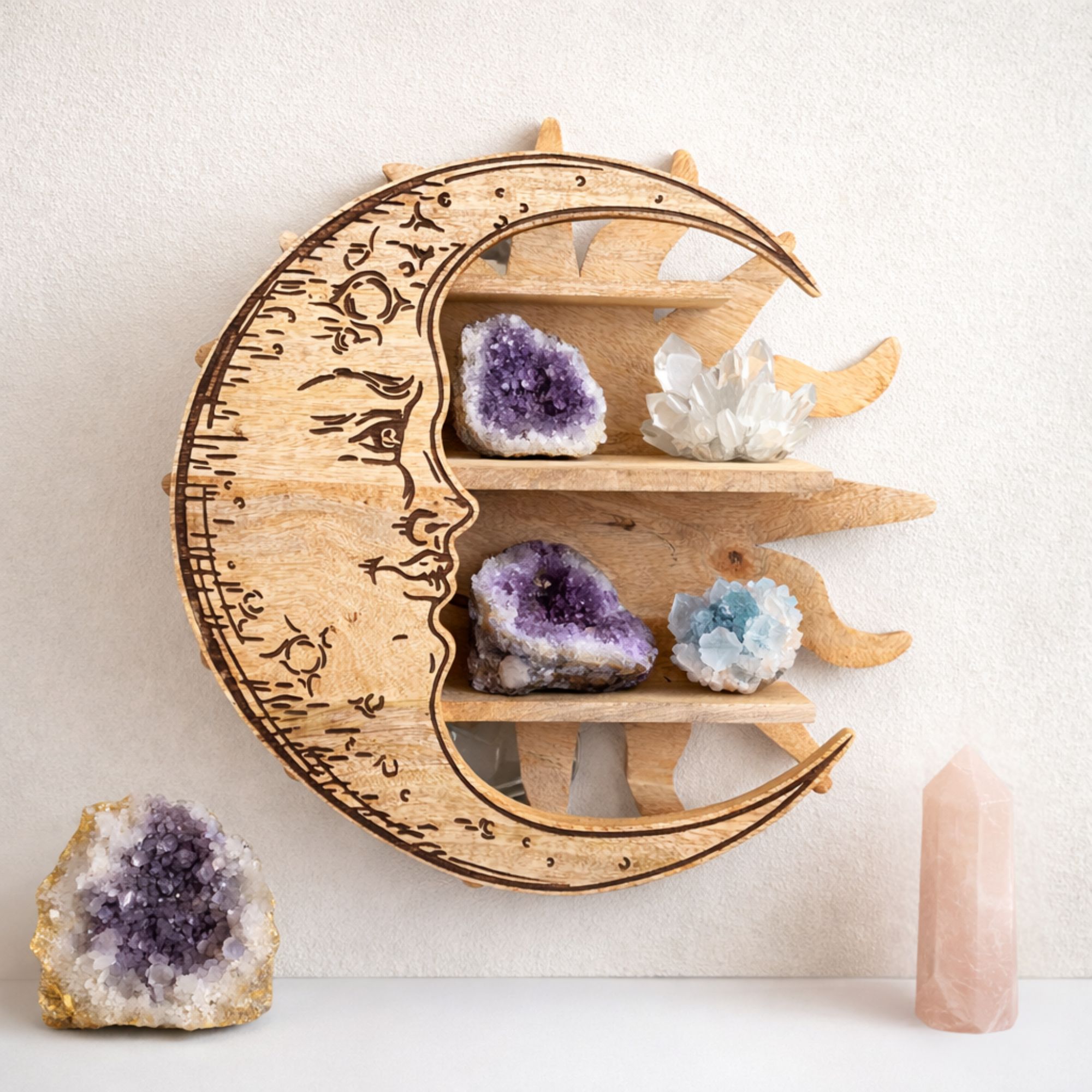 Sunrays & Moon 3 Tier Wall Shelf - Image 3