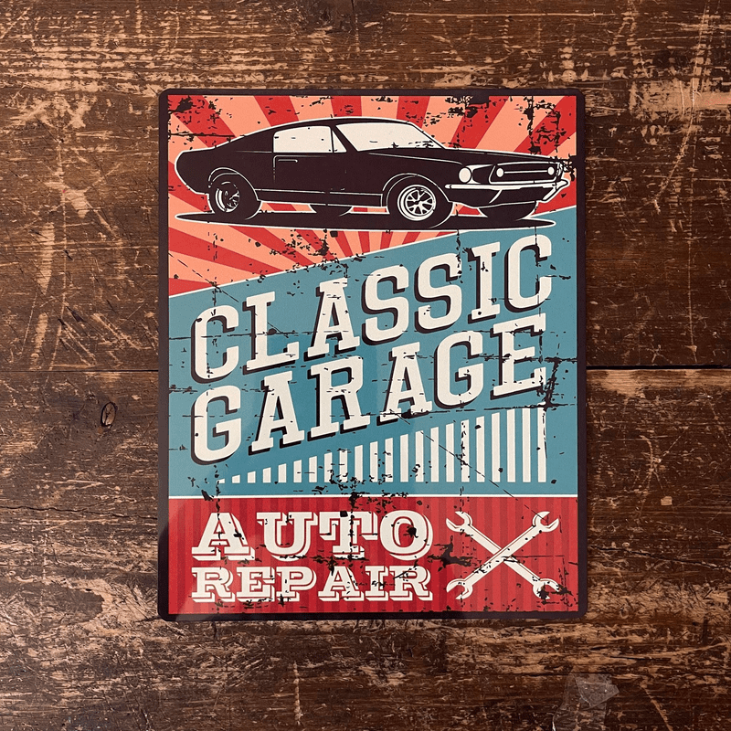 Classic Garage Auto Repair metal wall sign