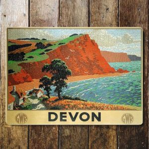 Devon scene GWR railway metal wall sign