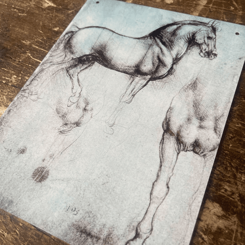 Leonardo da Vinci study of a Horse metal sign