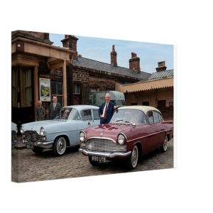Accrington Station in 1963, new Taxis, Vintage Print | Historic Rail Canvas Art 30cm x 45 cm.