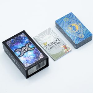Decorative Blue Foil Tarot Card Set - Moon Face - with booklet