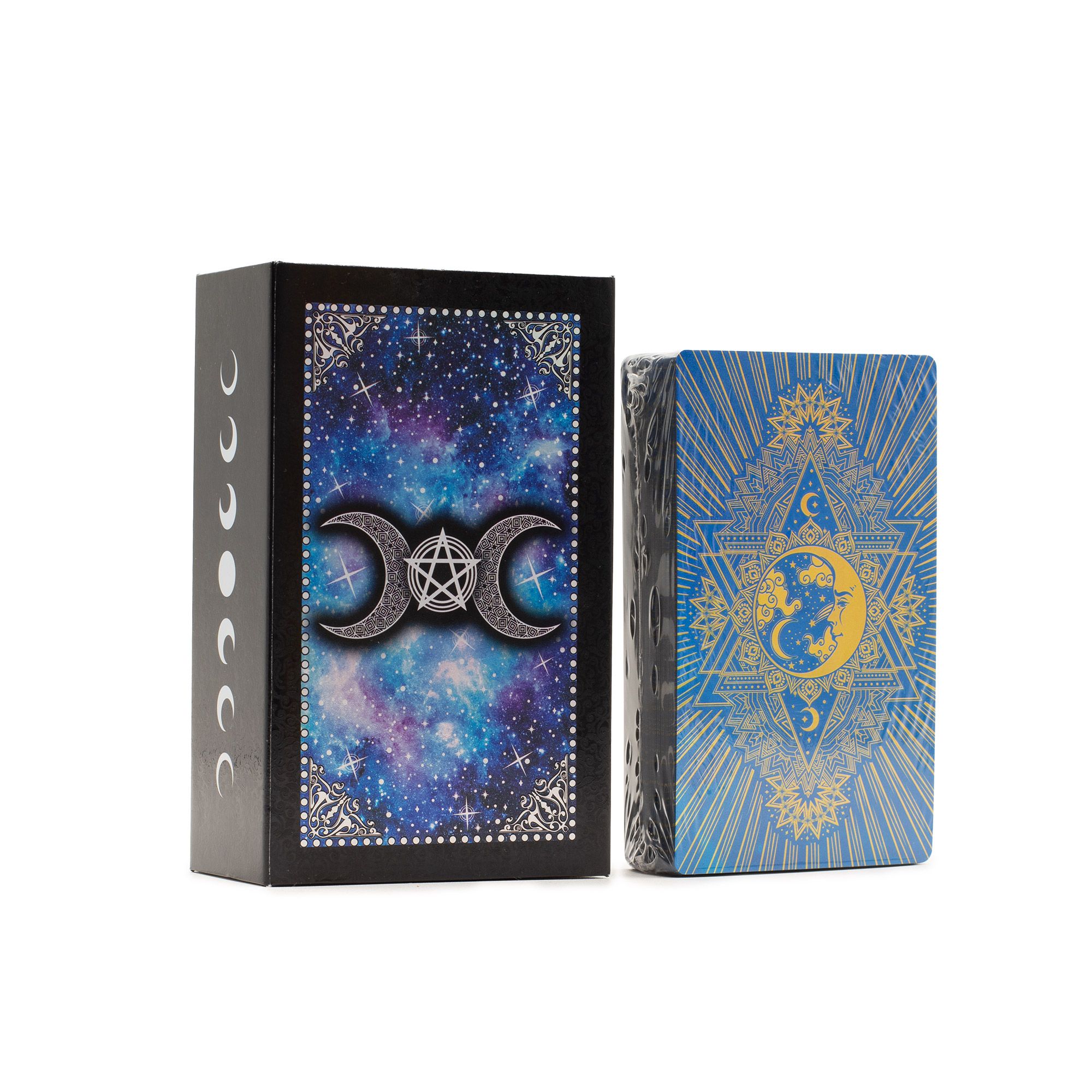 Decorative Blue Foil Tarot Card Set - Moon Face - with booklet - Image 4