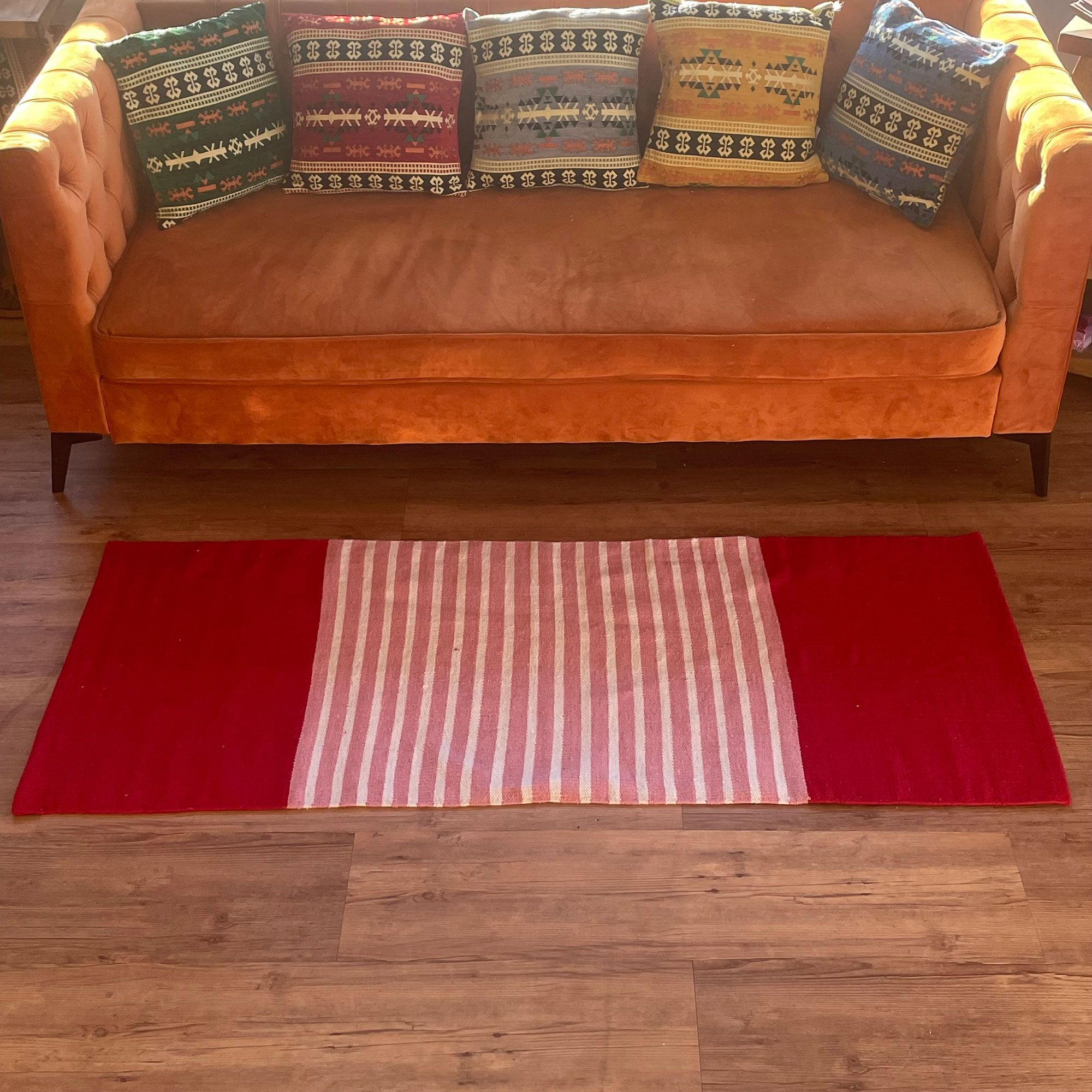 Decorative Indian Cotton Rug Wall Hanging - 70x170cm - Red/Pink