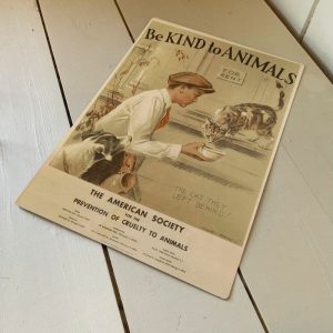 Be Kind To Animals Cat milk metal wall sign, 11" x 16"