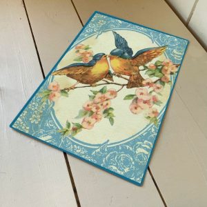 Birds And Blossom shabby chic - metal wall sign, 11" x 16"