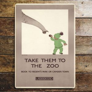 Take Them To the Zoo Underground metal wall sign, 11" x 16"