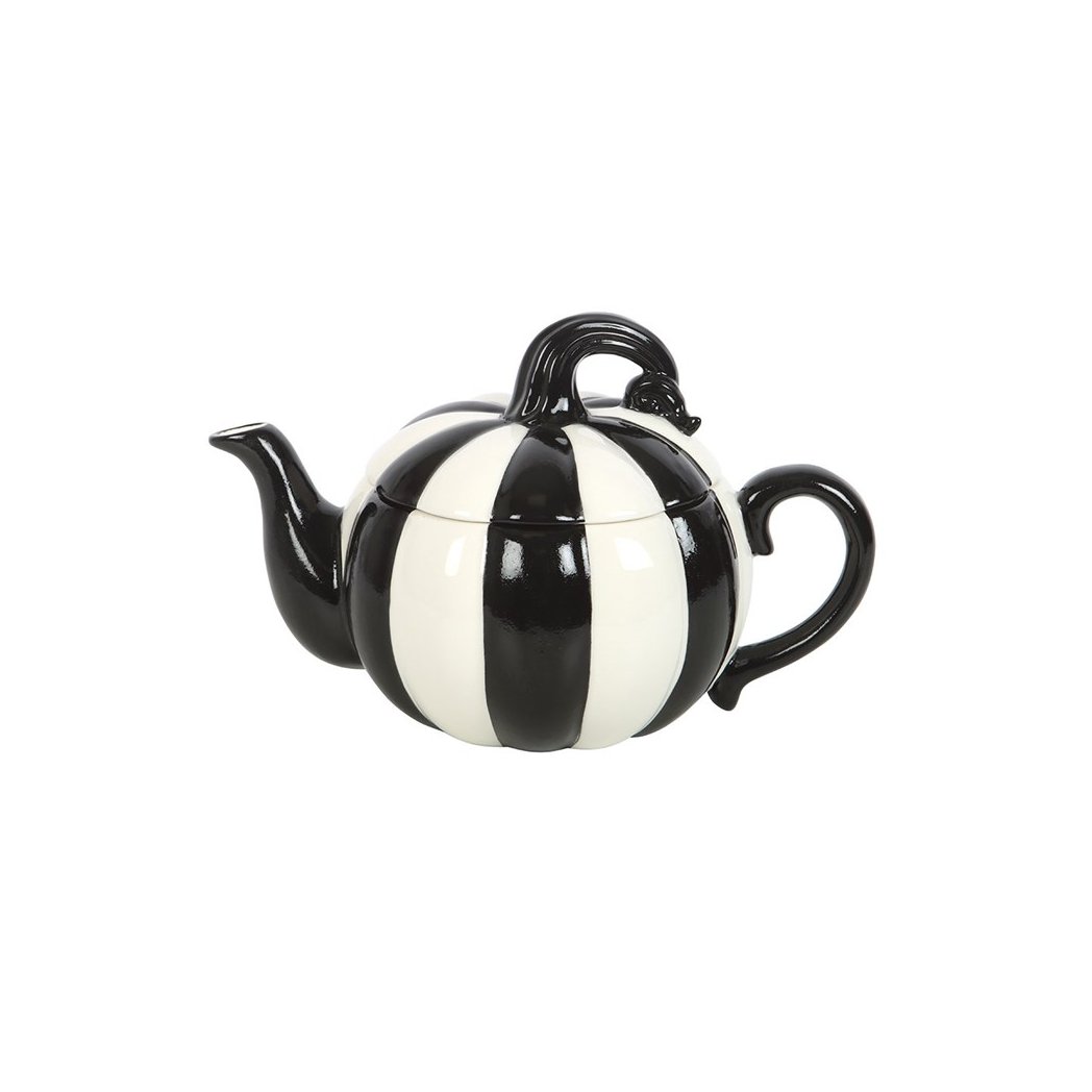 Black and White Striped Pumpkin Teapot - Image 2