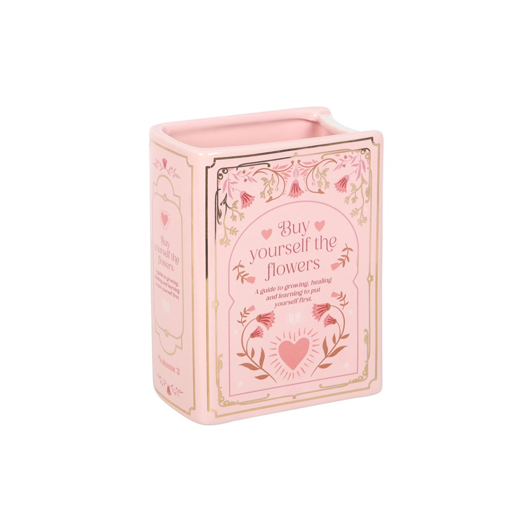 Pink Ceramic Book Shaped Vase - Image 2