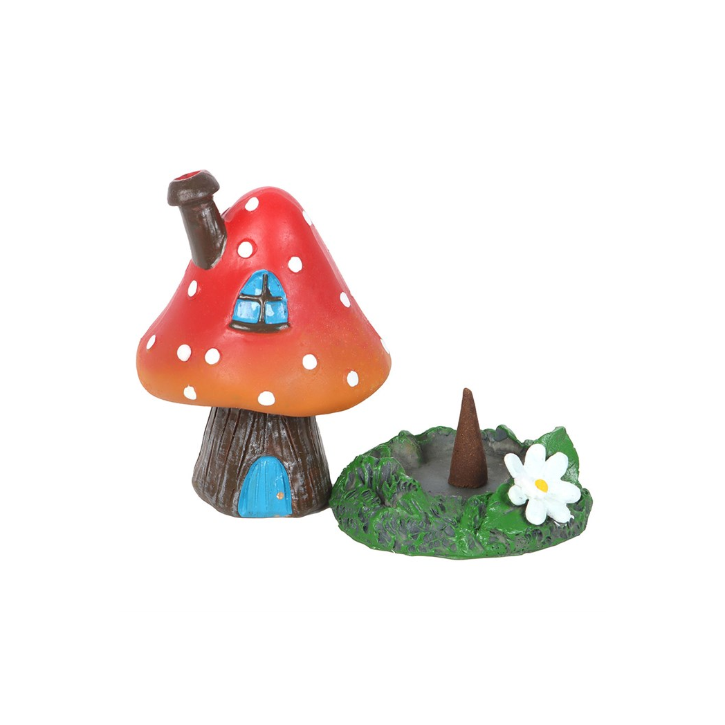 Ceramic Red Smoking Toadstool Incense Cone Holder - Image 2