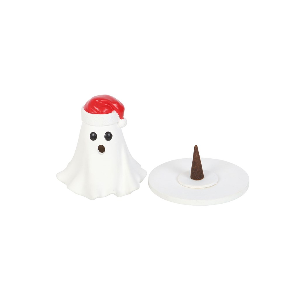 Ghost with Santa Hat Incense Cone Holder - Image 3