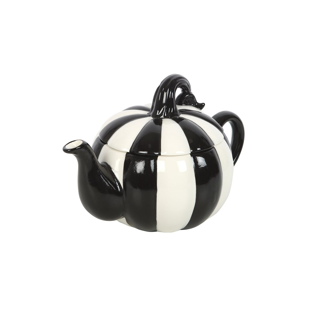 Black and White Striped Pumpkin Teapot - Image 3