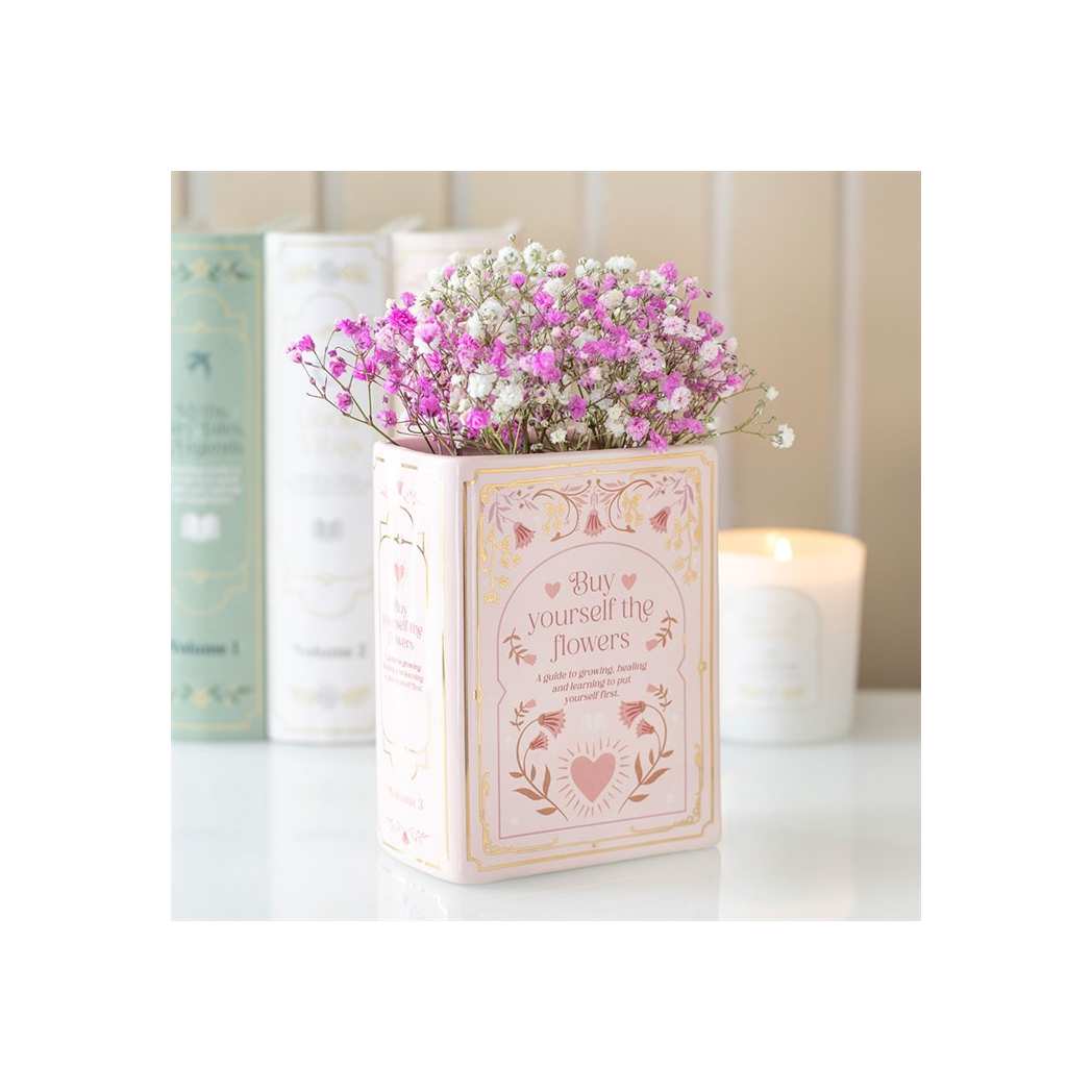 Pink Ceramic Book Shaped Vase
