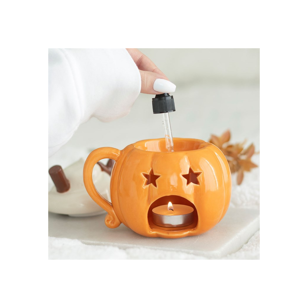 Ceramic Pumpkin Cream Lidded Oil Burner and Wax Warmer - Image 2