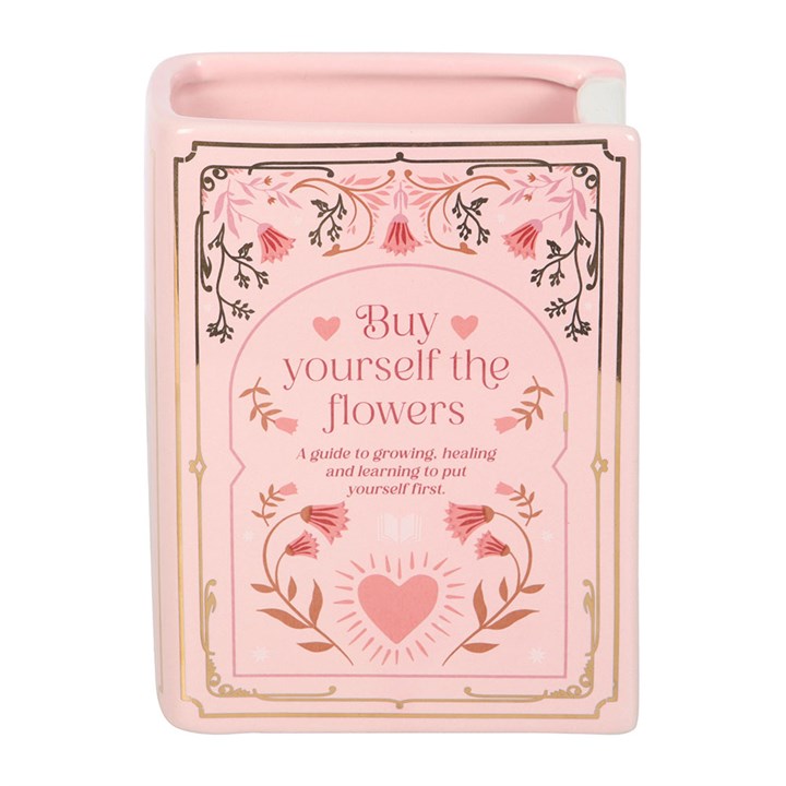 Pink Ceramic Book Shaped Vase - Image 3