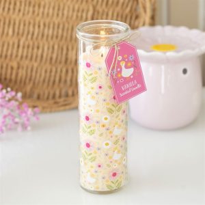 Glass Daisy & Duck Print Vanilla Tube Candle