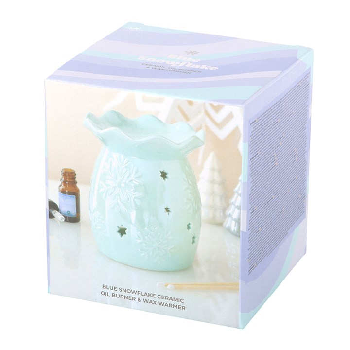 Iridescent Blue Snowflake Oil Burner and Wax Warmer - Image 5