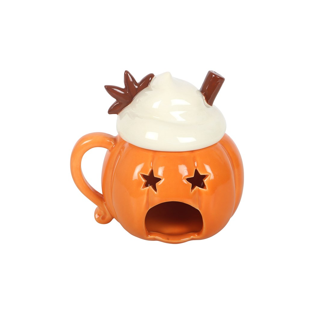 Ceramic Pumpkin Cream Lidded Oil Burner and Wax Warmer - Image 5