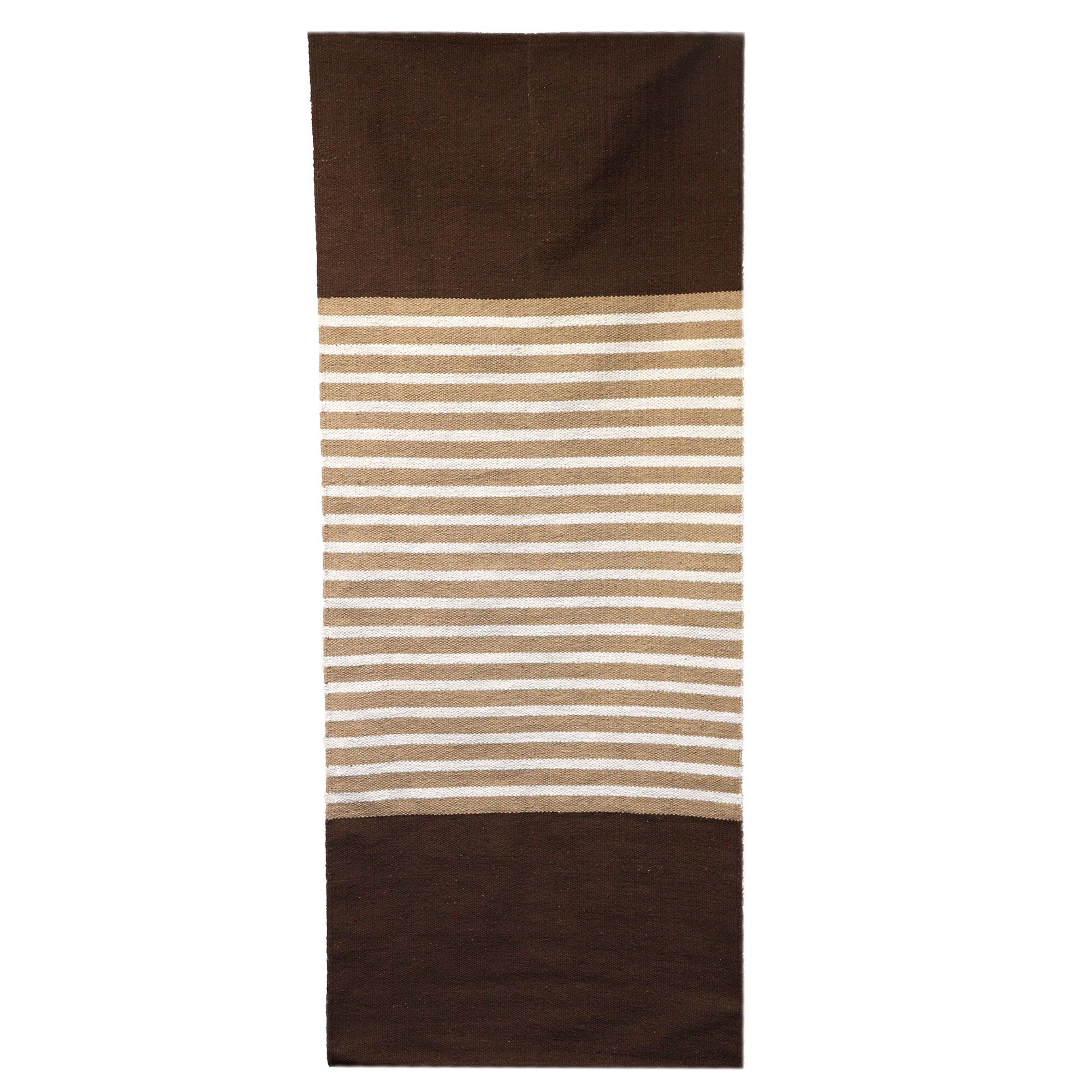 Indian Cotton Rug - 70x170cm - Dark Brown / Beige - Image 5