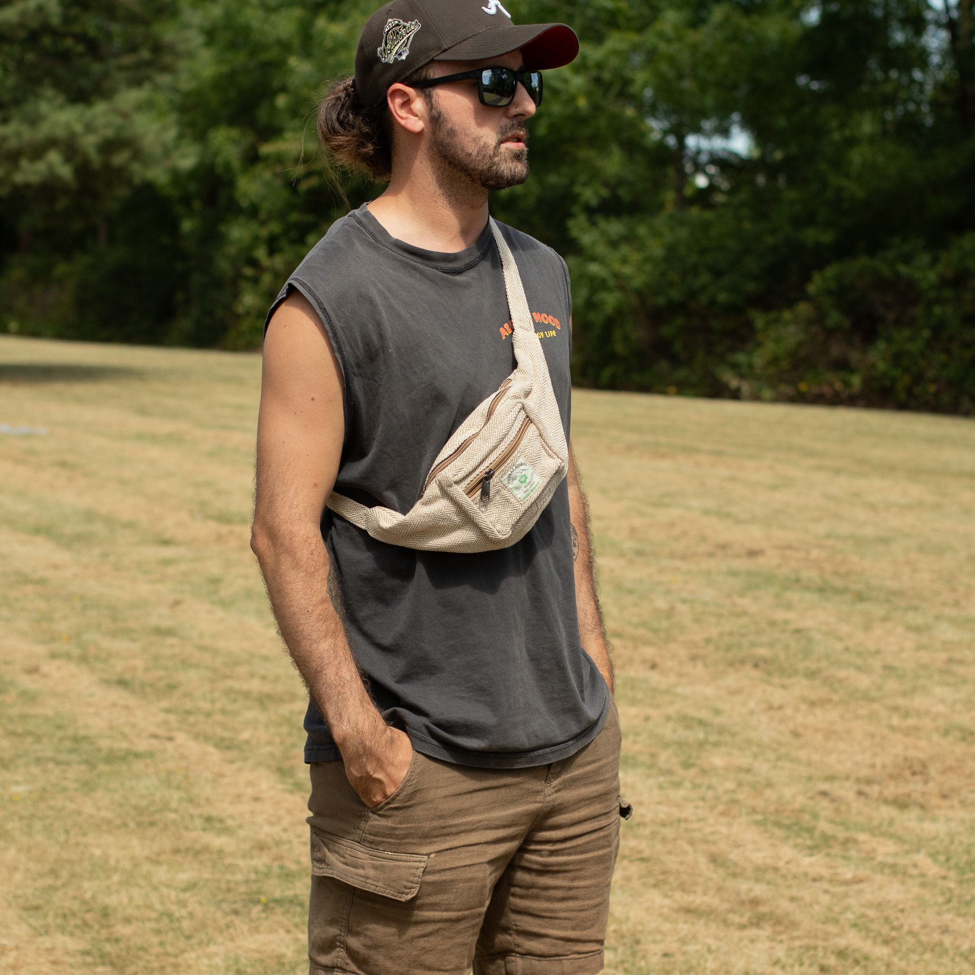 Cotton Hemp Style Belt (or Fanny) Bag - Natural - Image 6
