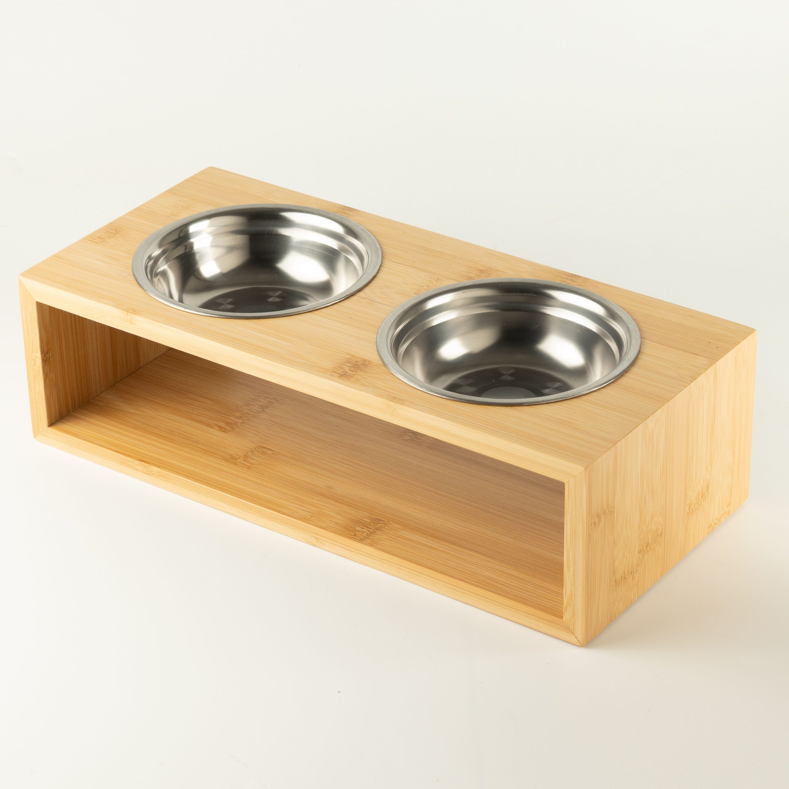 PAW Food Bowls - Large Double Stainless Steel in Wooden Stand - Image 4