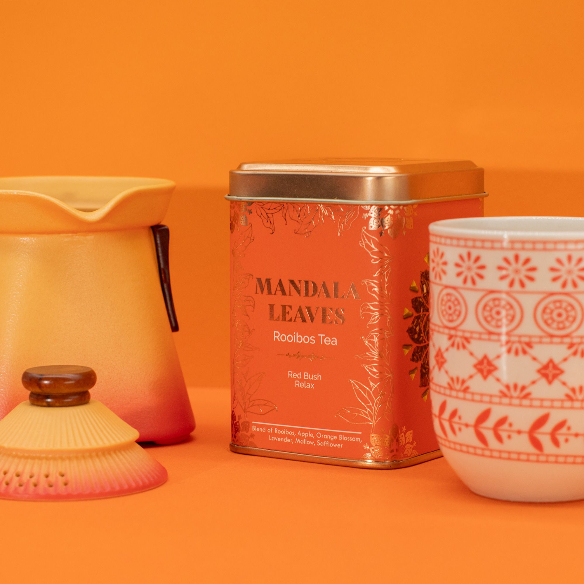 Decorative 50g Red Bush Relax Tea In a Tin - Image 2