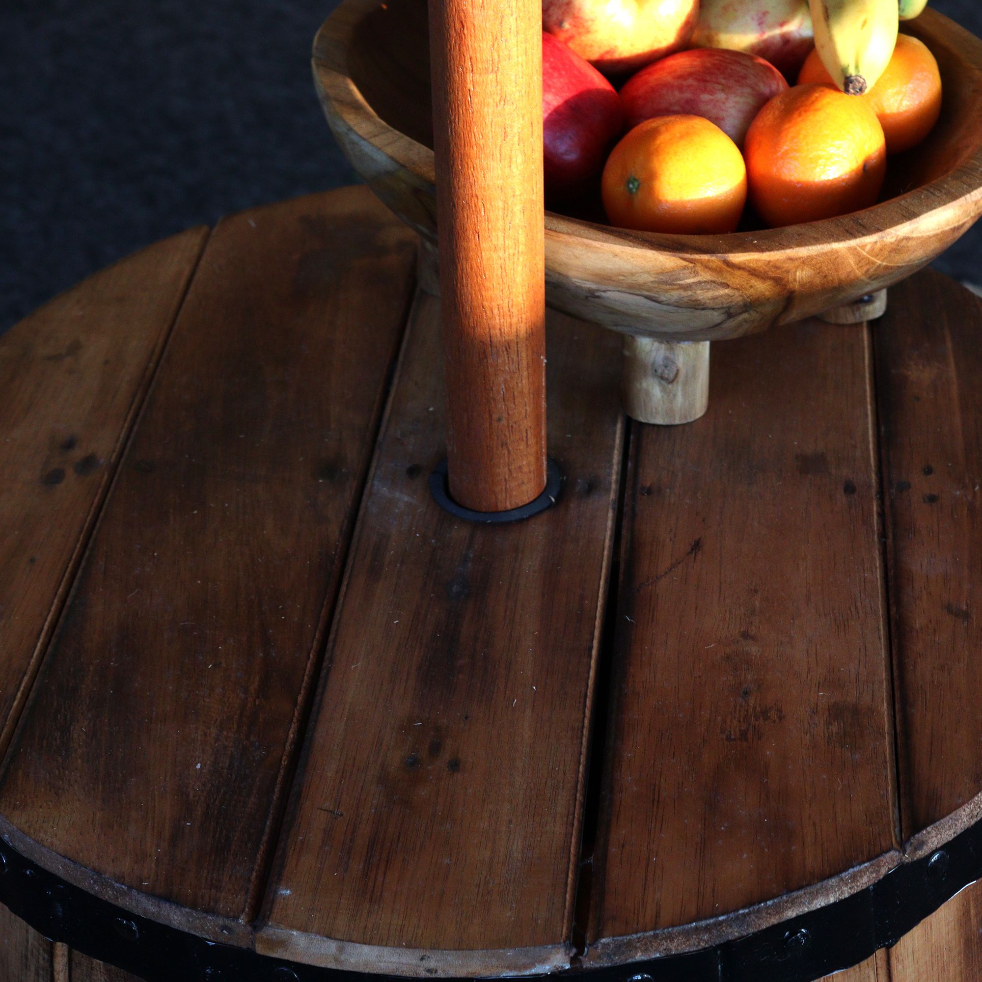 Beer Barrel Table & Parasol Stand – Natural Wood 60 x 48.5 cm - Image 4