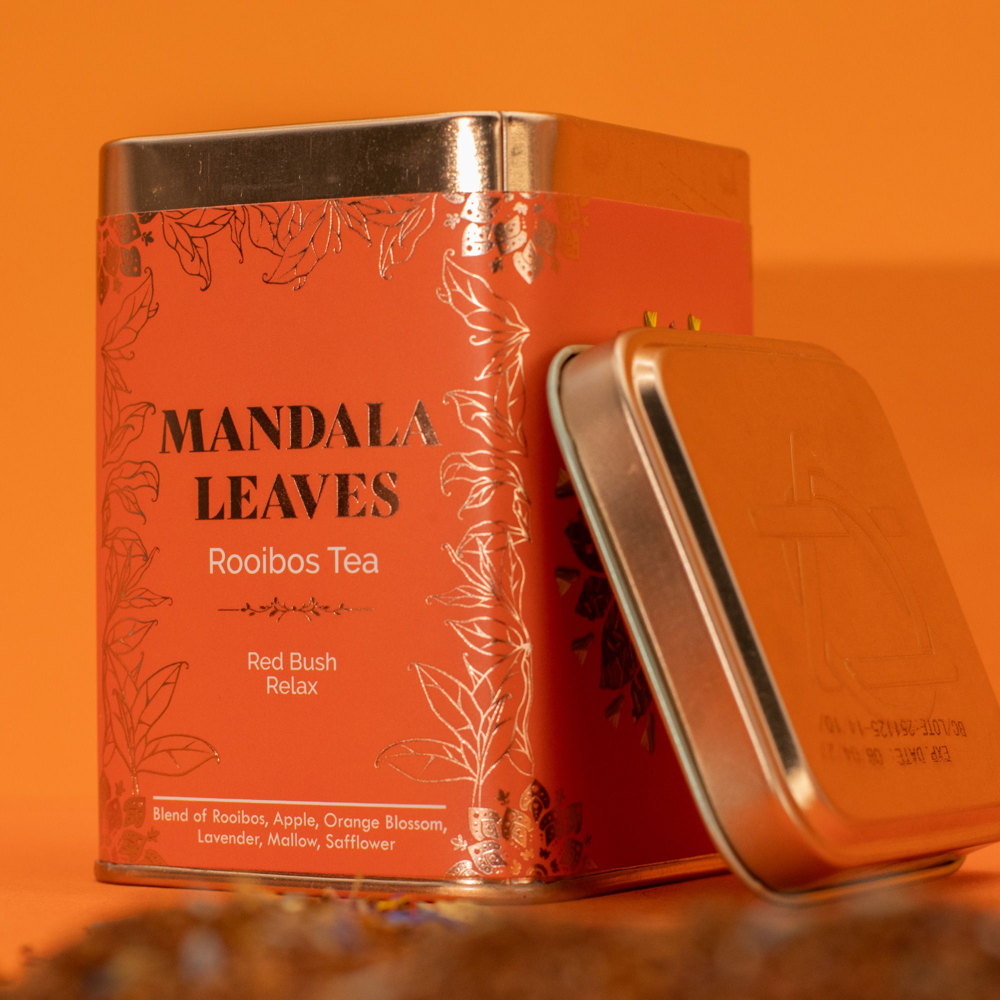 Decorative 50g Red Bush Relax Tea In a Tin - Image 3