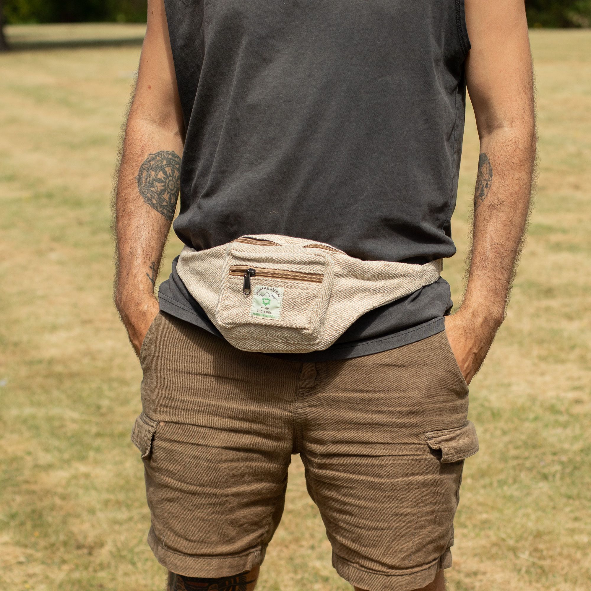 Cotton Hemp Style Belt (or Fanny) Bag - Natural - Image 7