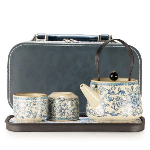 Travel Teapot Set and Two Cups - China Ru Blue