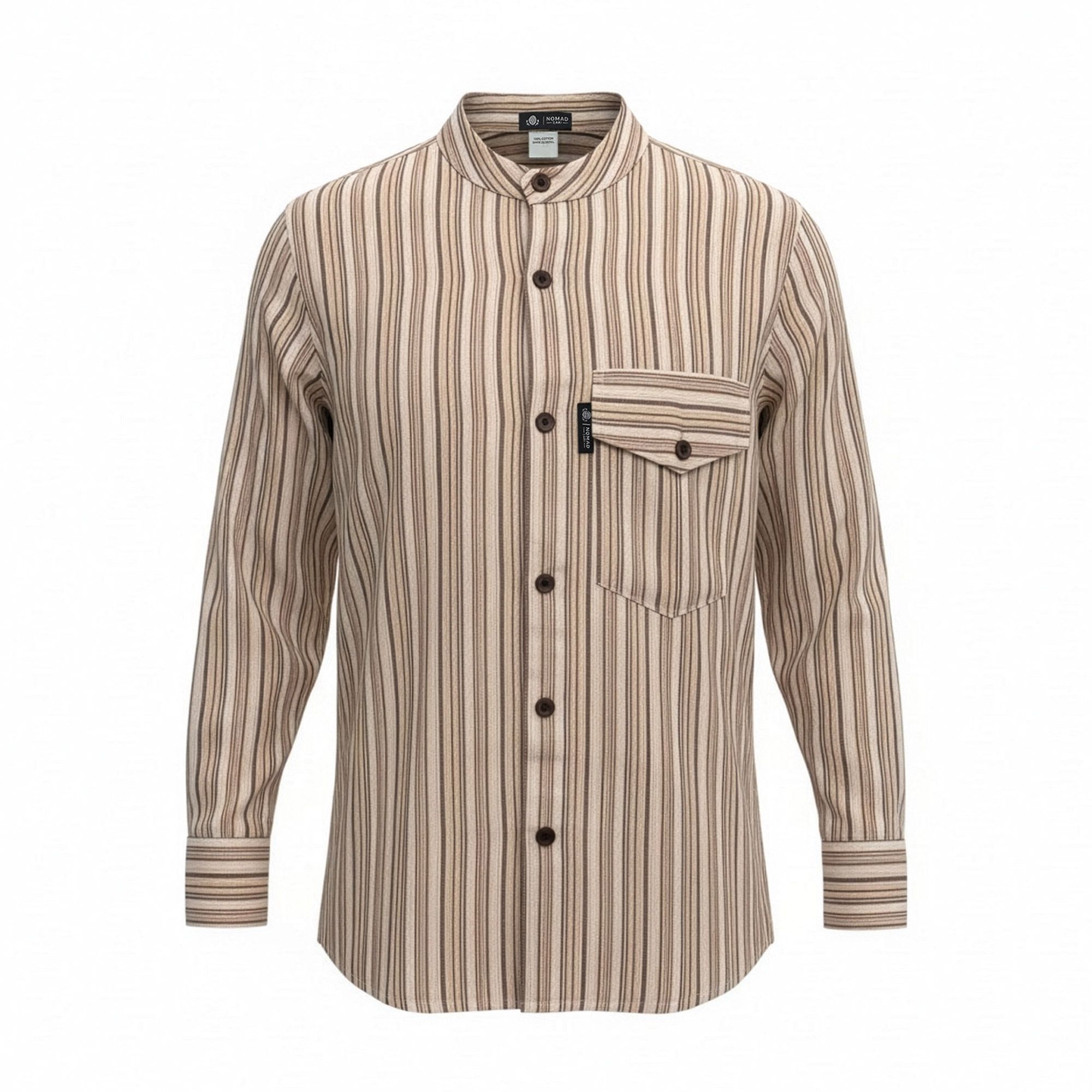 Nomad Sari Grandad Shirt - Brown Beige - Medium