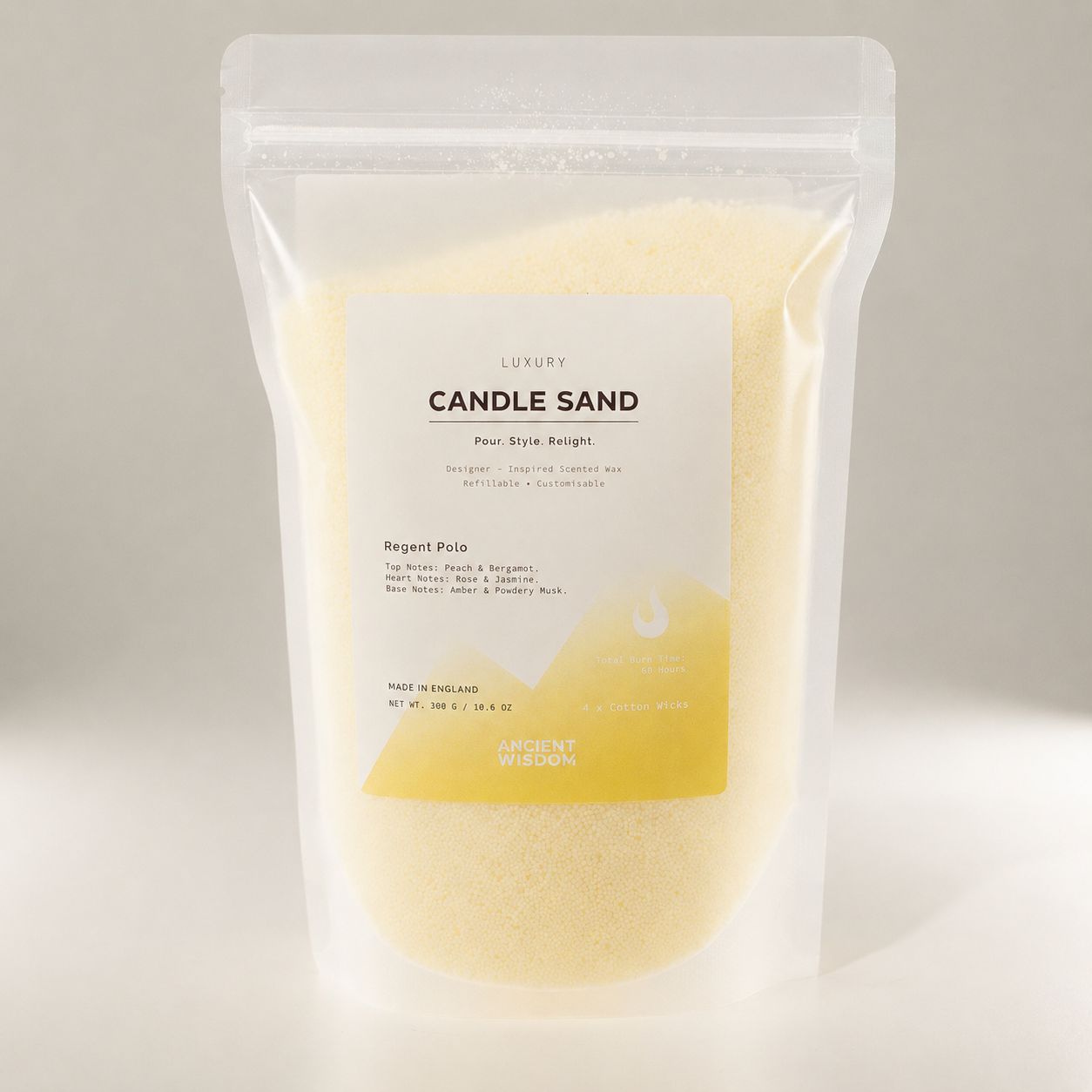 Fragranced Candle Sand - Cream - Regent Polo - 300g - Image 2