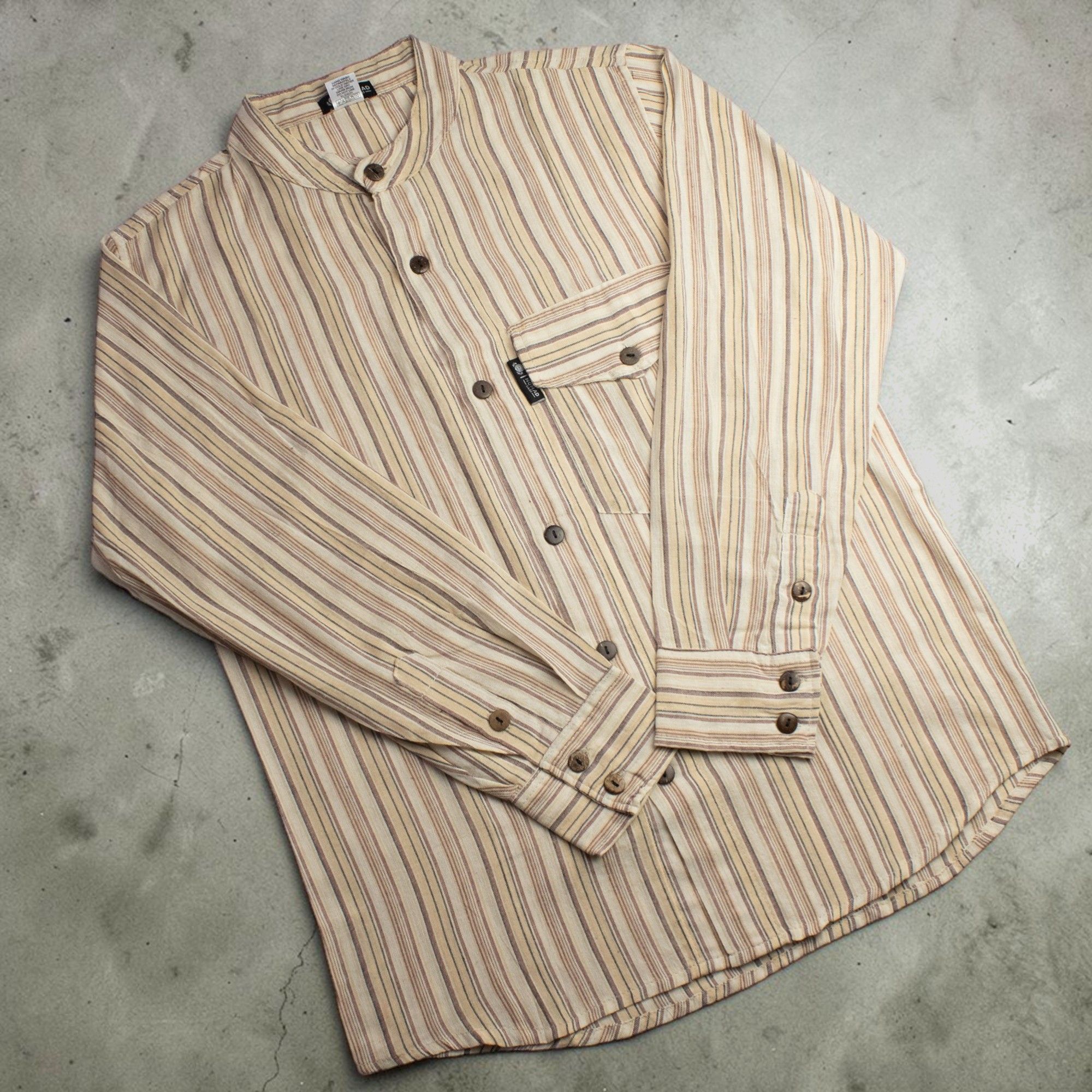Nomad Sari Grandad Shirt - Brown Beige - Medium - Image 4