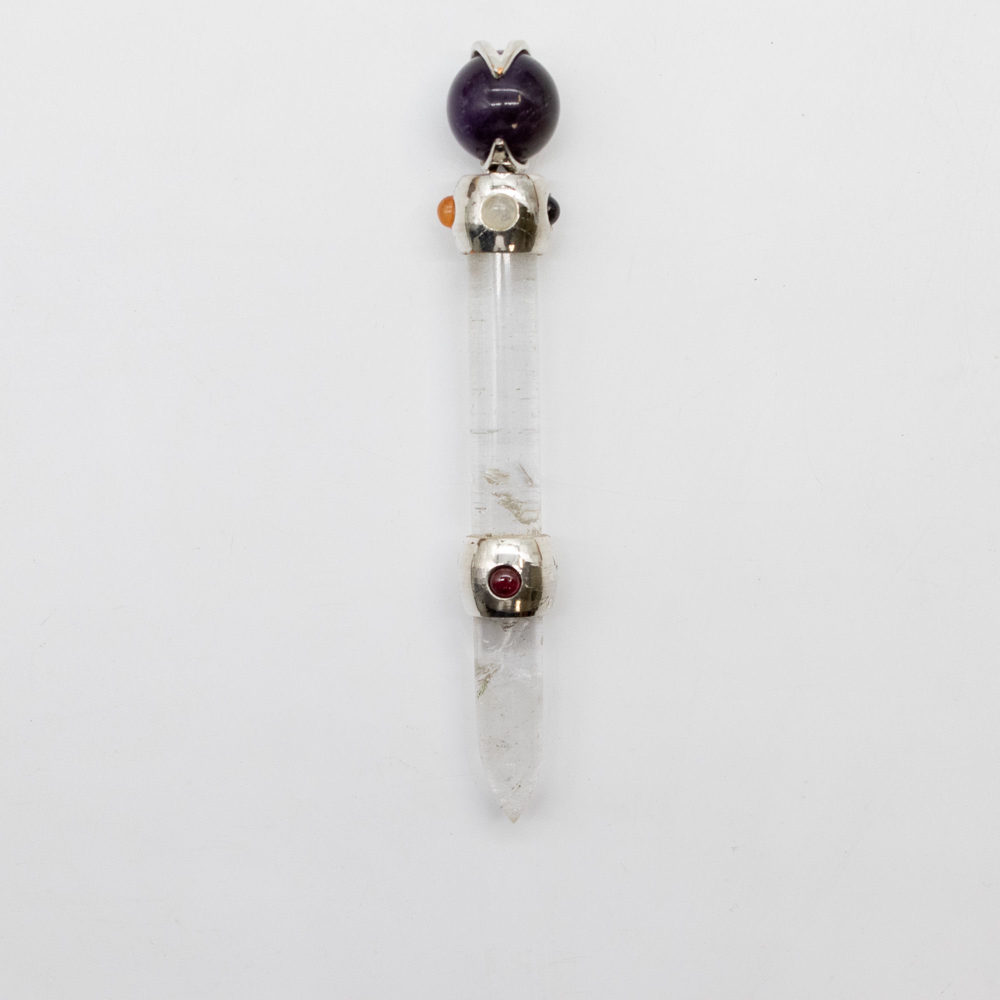 Celestial Prism Wand - Amethyst Moving Crystal Sphere Quartz Stem - 12cm - Image 6