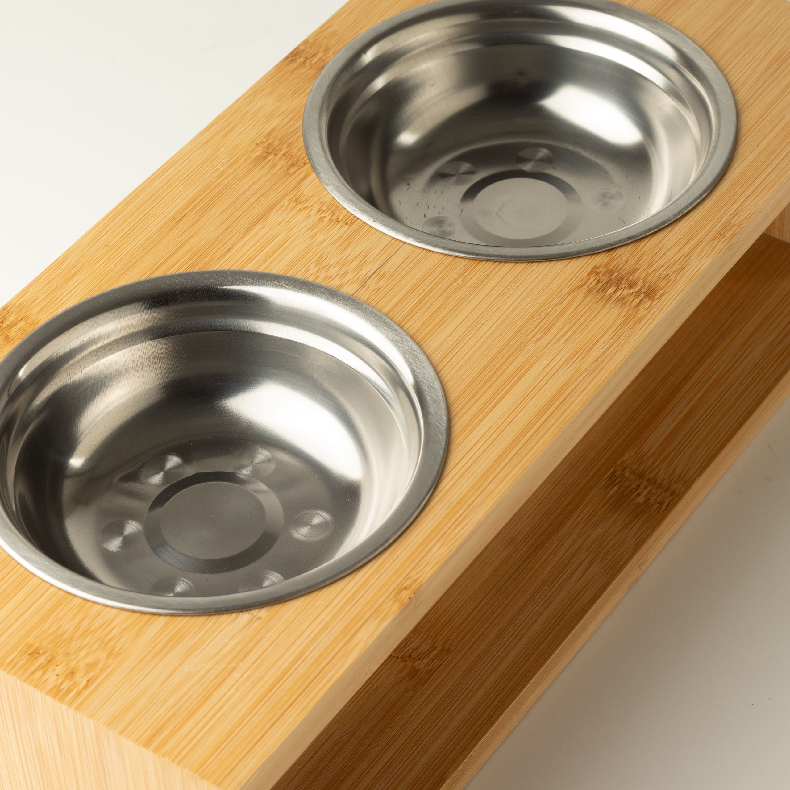 PAW Food Bowls - Large Double Stainless Steel in Wooden Stand - Image 6