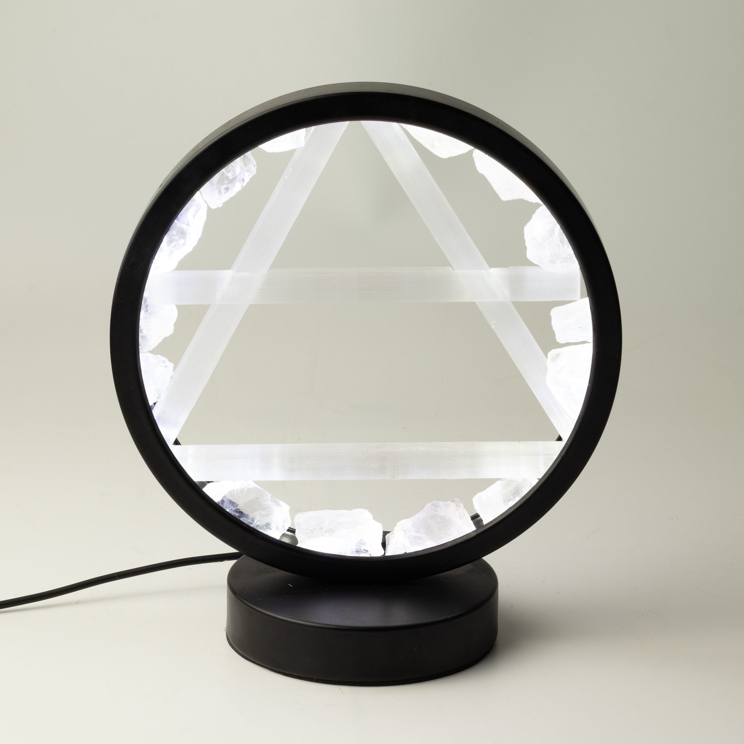 Gemstone Halo Lamp - Air - Clear Quartz and Selenite