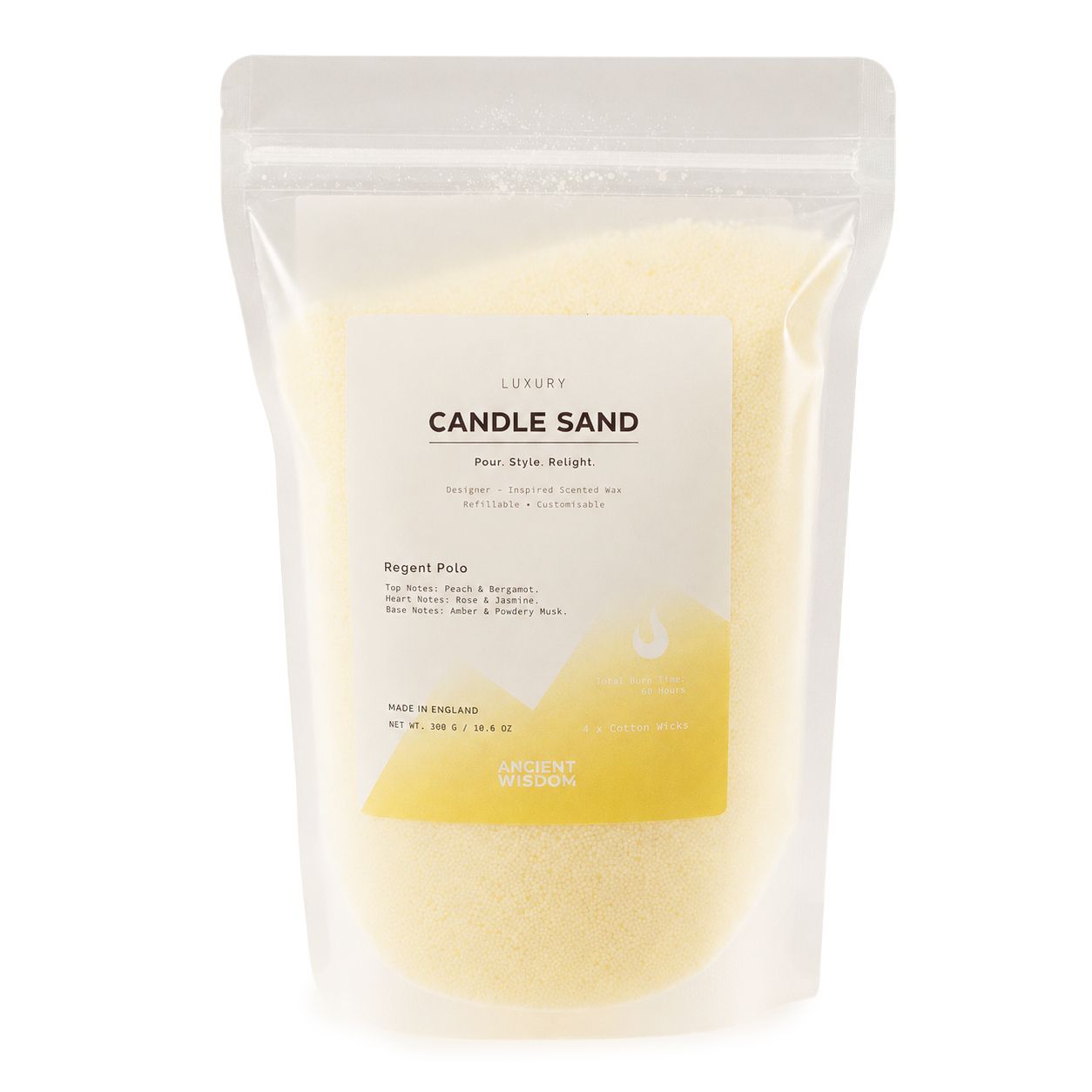 Fragranced Candle Sand - Cream - Regent Polo - 300g - Image 4