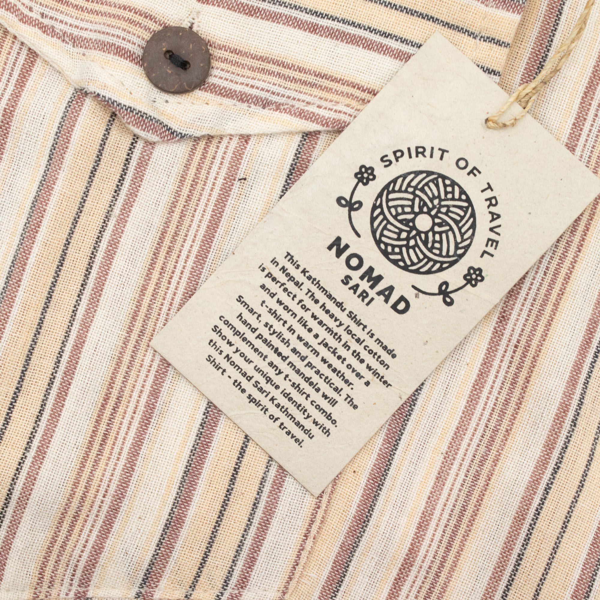 Nomad Sari Grandad Shirt - Brown Beige - Medium - Image 5