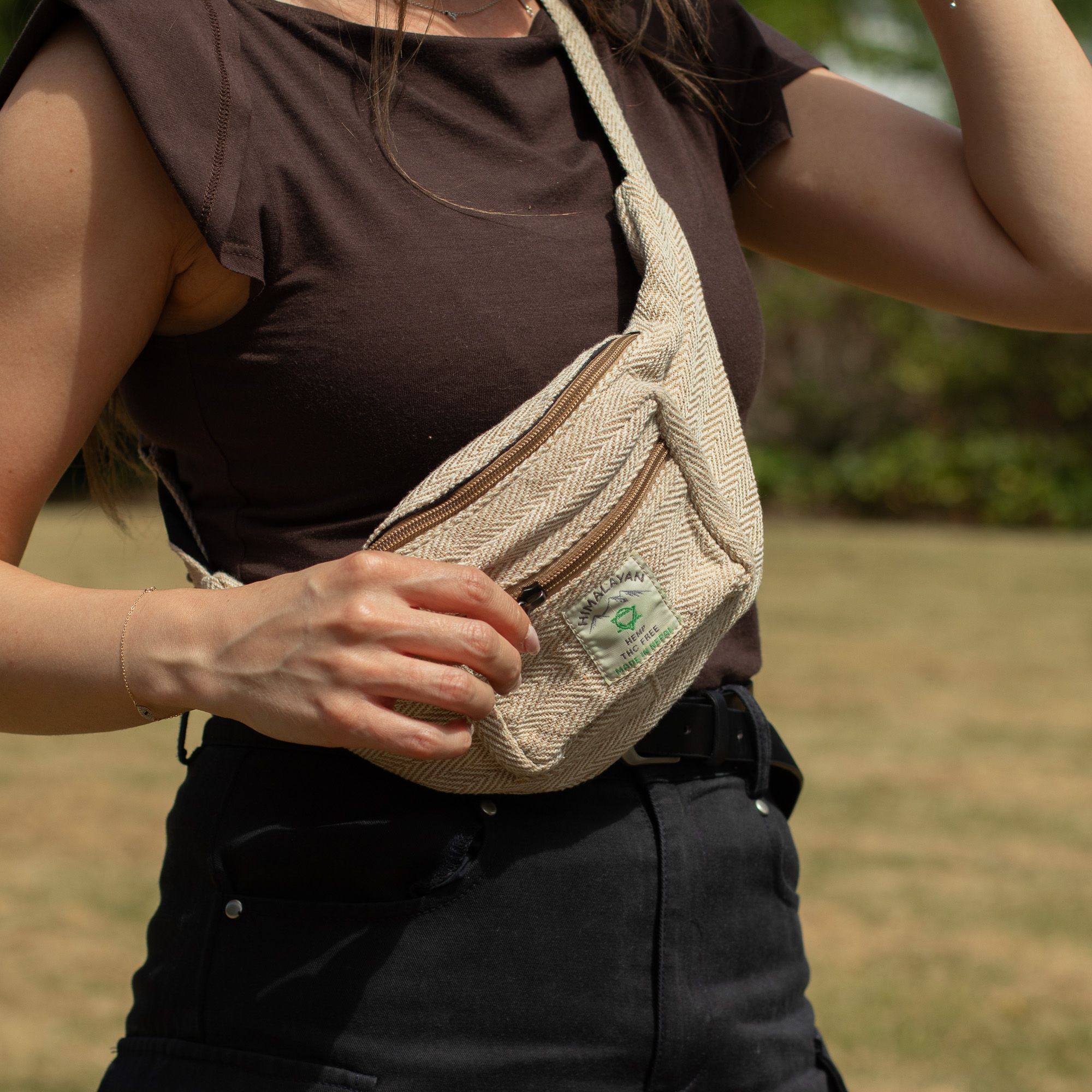 Cotton Hemp Style Belt (or Fanny) Bag - Natural - Image 9