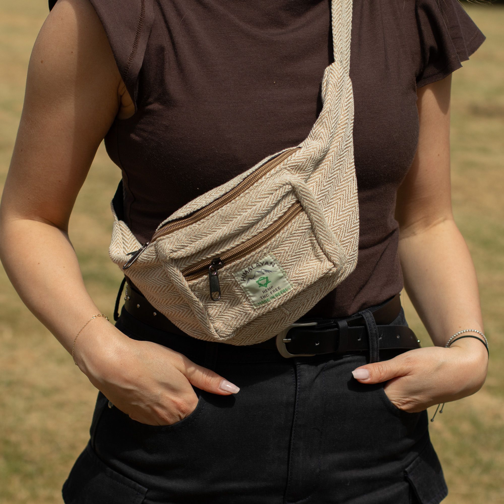 Cotton Hemp Style Belt (or Fanny) Bag - Natural - Image 10