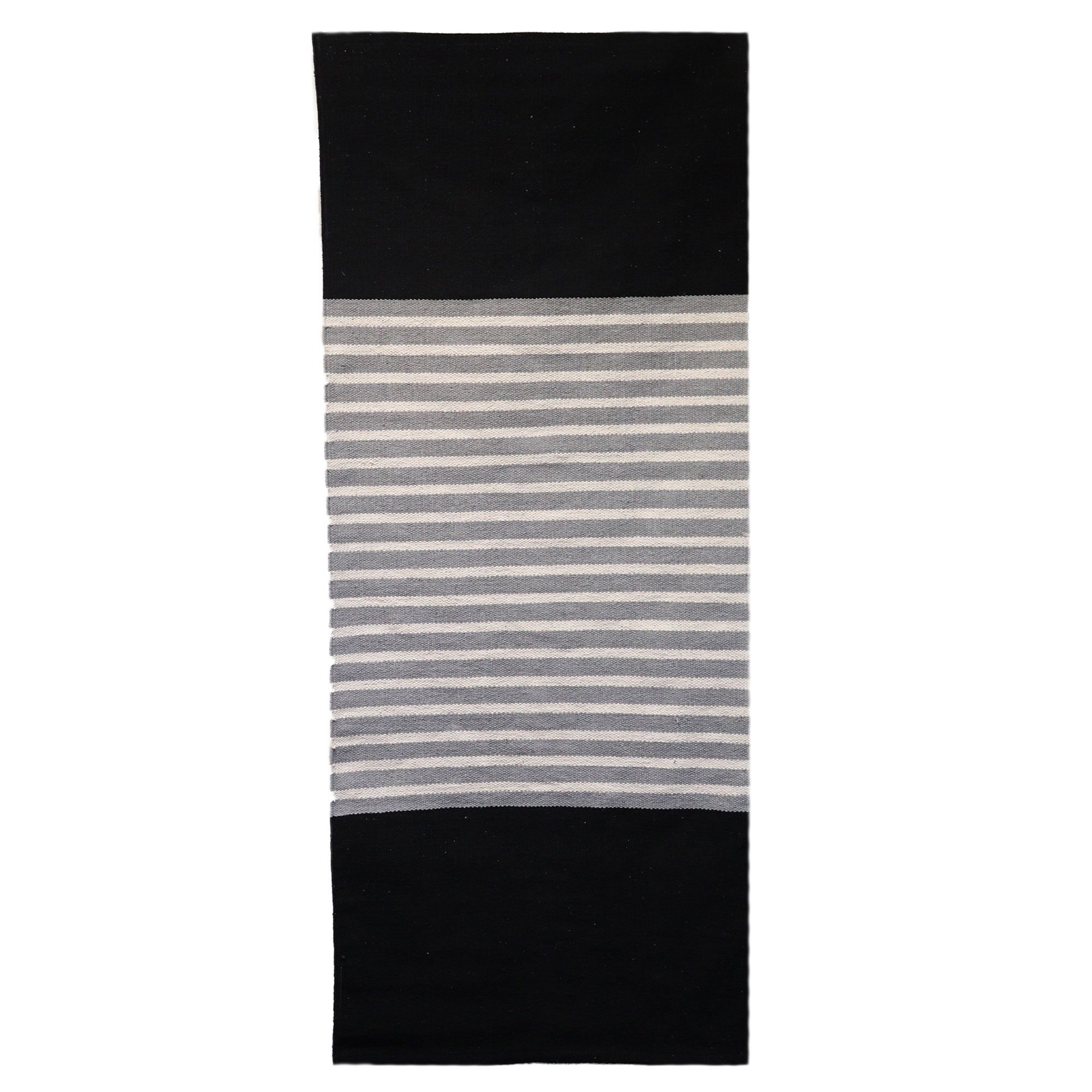 Indian Cotton Rug - 70x170cm - Black / Grey - Image 5