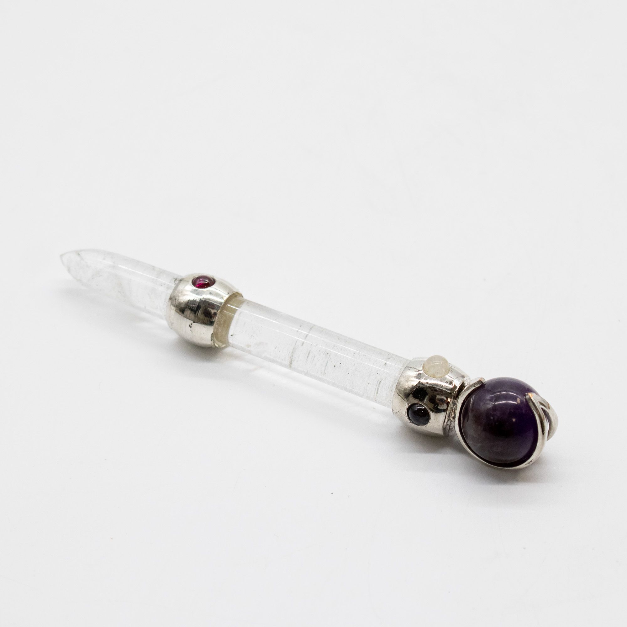 Celestial Prism Wand - Amethyst Moving Crystal Sphere Quartz Stem - 12cm - Image 7
