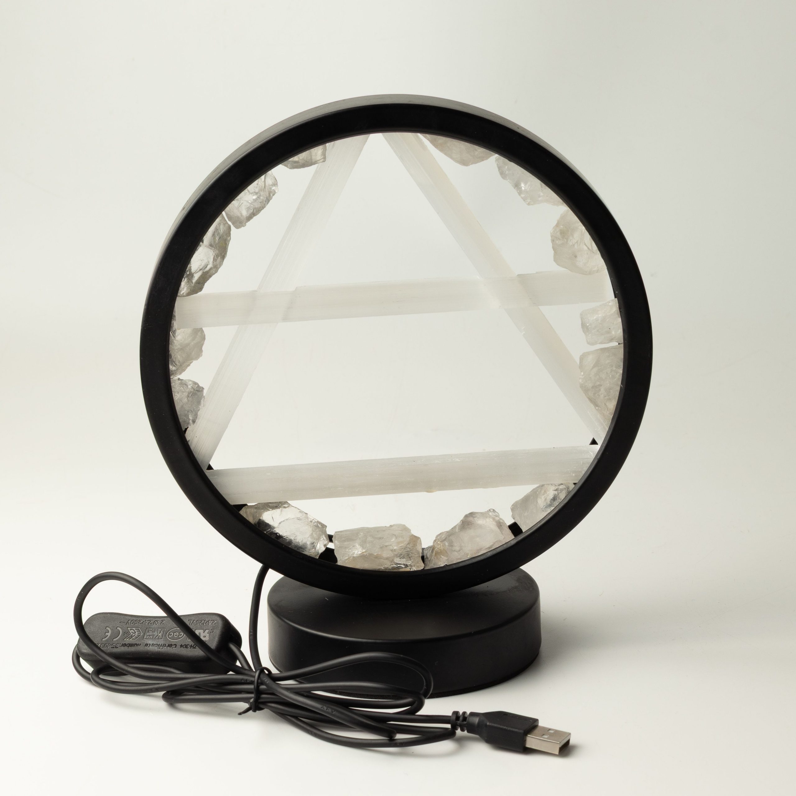 Gemstone Halo Lamp - Air - Clear Quartz and Selenite - Image 6