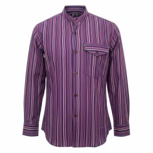 Nomad Sari Grandad Shirt - Black Purple - XL