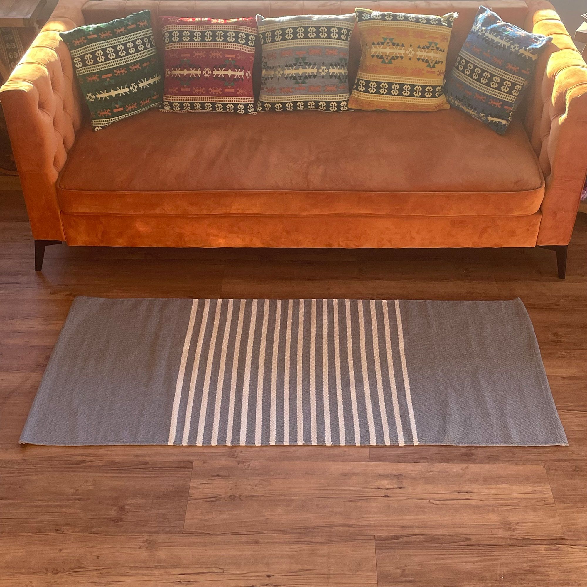 Indian Cotton Rug - 70x170cm - Grey - Image 2
